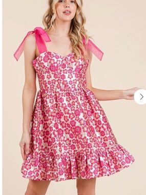 LOVELO Floral Jacquard Tiered Mini Sundress